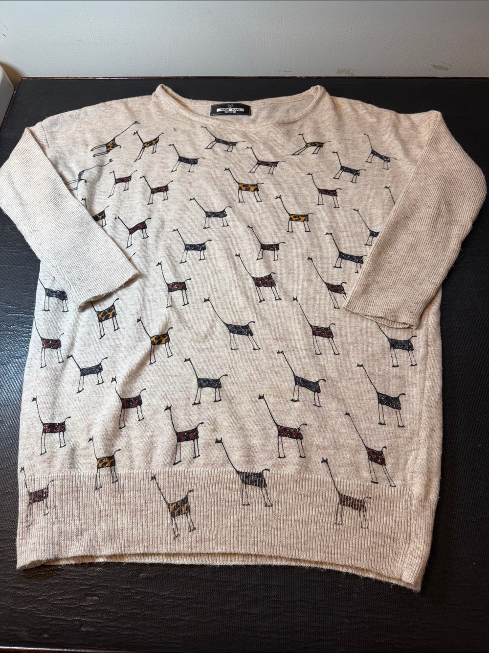 Paper plane London giraffe print sweater cotton blend M